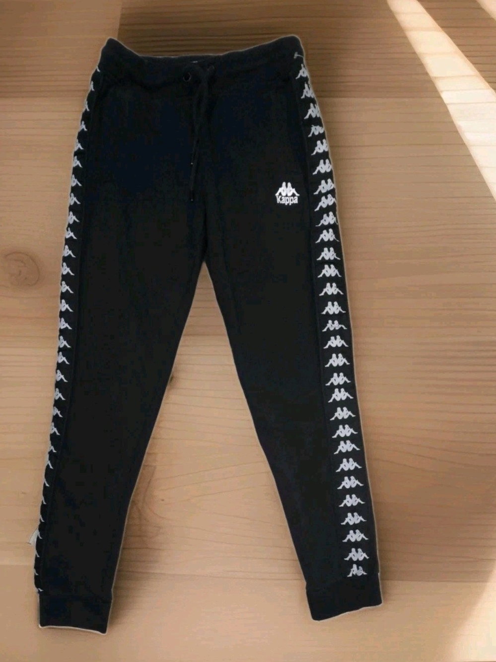 Kappa Black Joggers with White Logo Tape